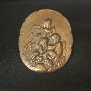 Vintage Brass‎ Cherub Brooch